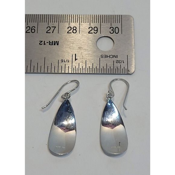 Sterling Silver 925 Teardrop Oval Hook Drop Dangle Simple Style Earrings - Picture 5 of 5